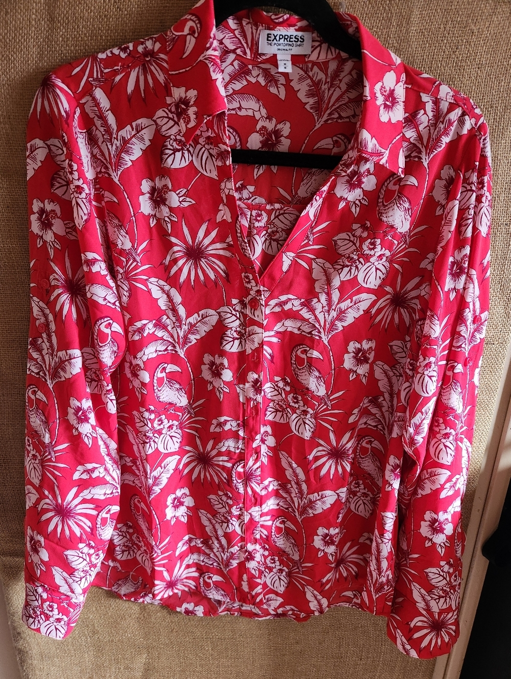 NWOT Express  Tropical Floral Button-Up Blouse
